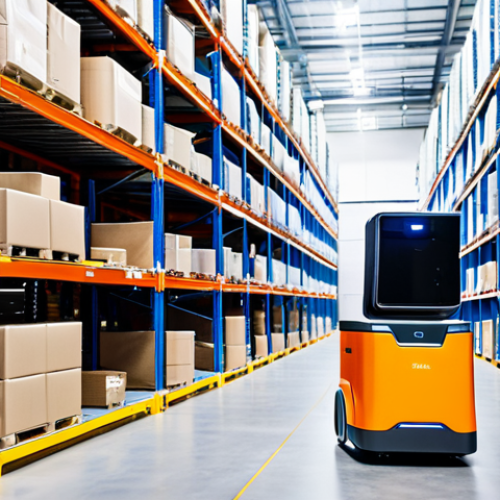 Home 17 자율 시스템 및 로봇공학 - Autonomous Warehouse Robot**
"A fully clothed warehouse worker in a bright, modern warehouse settin...