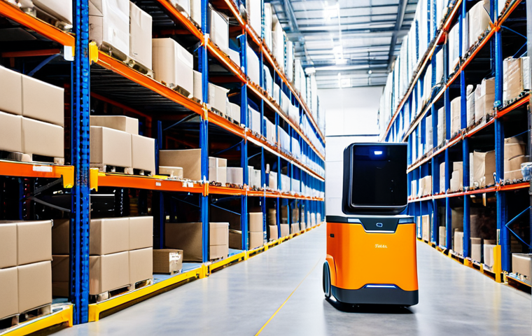 자율 시스템 및 로봇공학 - Autonomous Warehouse Robot**
"A fully clothed warehouse worker in a bright, modern warehouse settin...
