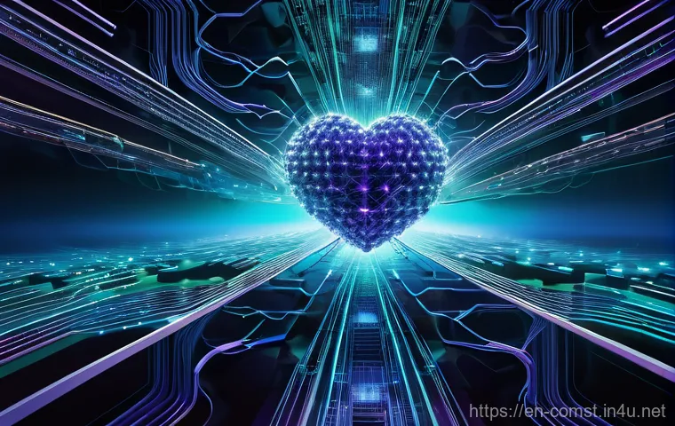 컴퓨터 구조 - **Prompt:** An abstract, high-tech visualization emphasizing the "Relentless Pursuit of Efficiency" ...