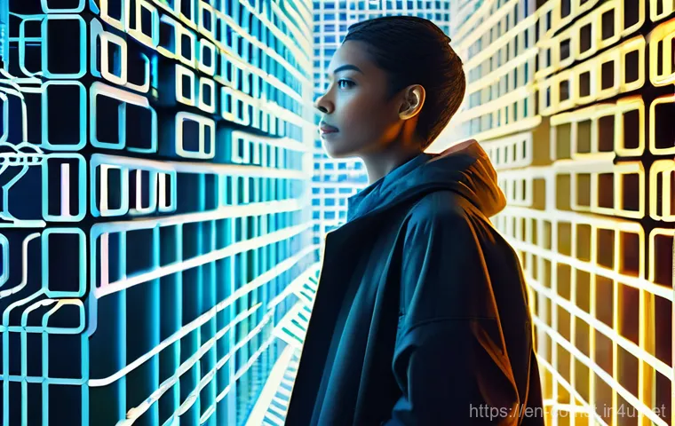프로그래밍 기초 - **"Digital Language & Building Blocks"**: A vibrant, stylized illustration of a young adult, gender-...