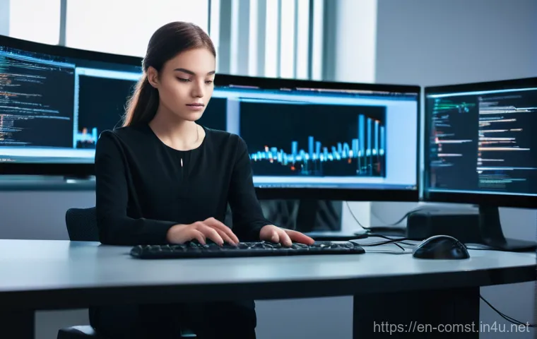 소프트웨어 공학 - **"The Code Weaver's Den"**
A young, focused female software engineer, wearing a stylish but com...