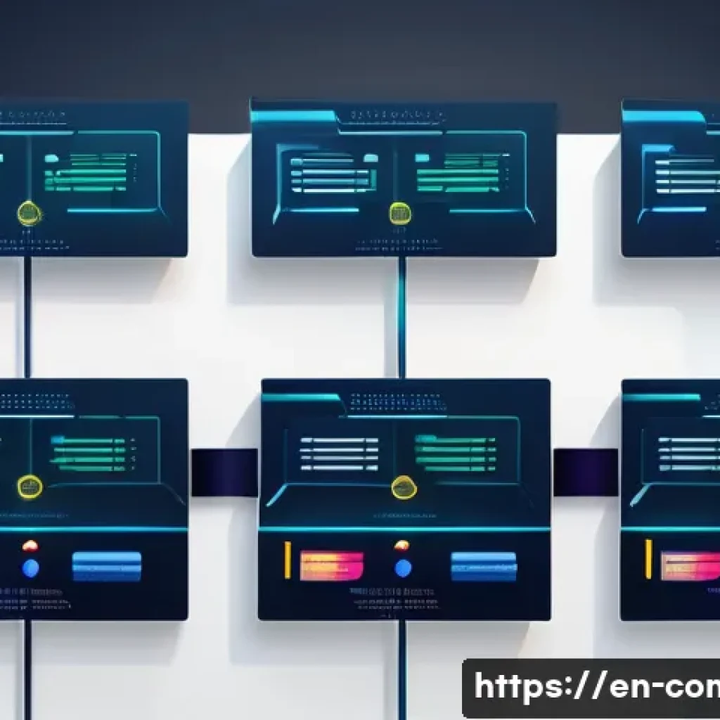 분산 데이터베이스 설계 - A detailed digital illustration of a modern distributed database architecture showing horizontal par...