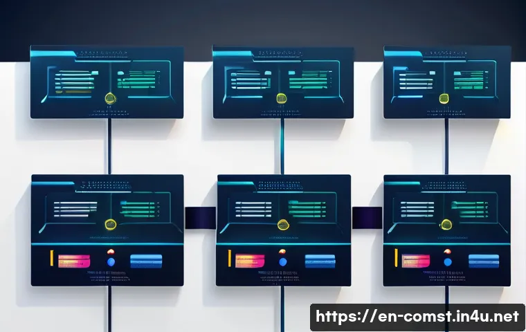 분산 데이터베이스 설계 - A detailed digital illustration of a modern distributed database architecture showing horizontal par...