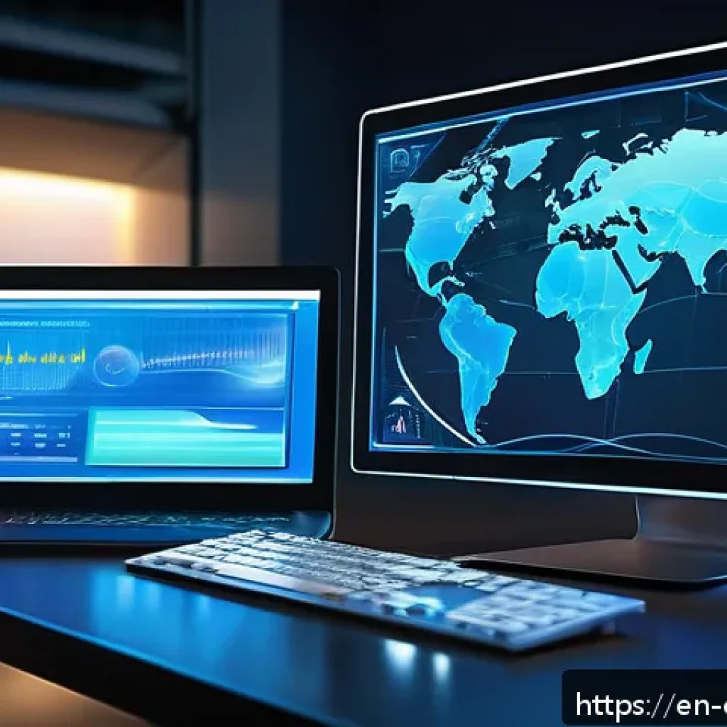 운영체제 OS 원리 - A highly detailed digital art scene of a modern computer multitasking environment, showing multiple ...